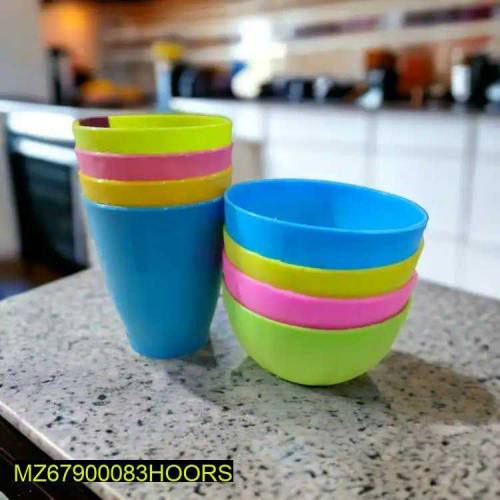 Plastic Glas and bowl set pack of 4x4 