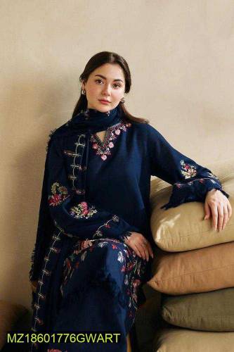 3 pcs Women's Unstitched Dhanak Suit