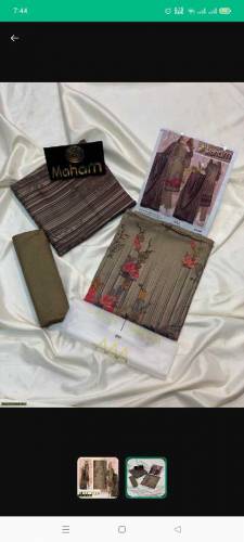 3Pcs Woman's Unstitched slub Danak Printed Suits
