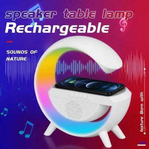 Multifunction G-Shape RGB Table Lamp with BT Speakers & WL charging
