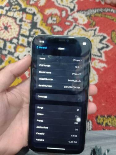 iphone 11 jv 64 bettery health 87 screen changed but original dal hai