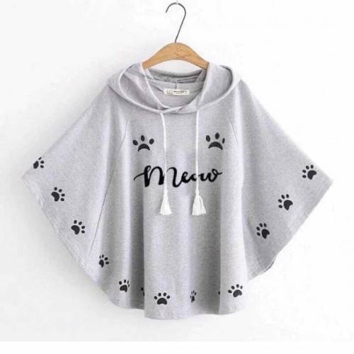 Rlund Style Meow Printed Hoodie