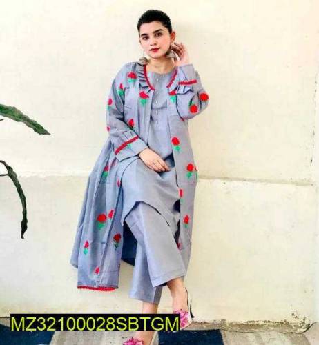 Silk Fancy Gown 3 Pcs Women Stitched 