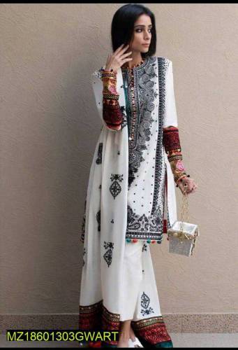 *Product Name*: 3 Pcs Women's Unstitched Dhanak Embroidered Suit*