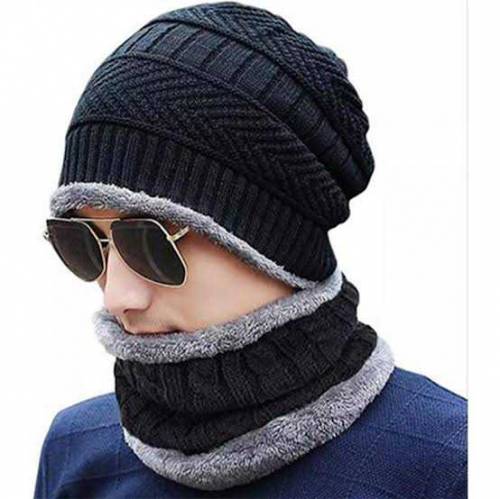 Beanie Wool Cap with neck warmer
