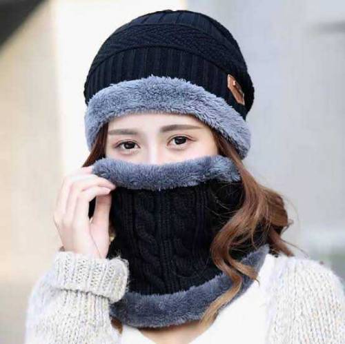Beanie Wool Cap with neck warmer