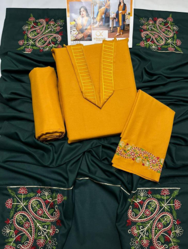 DHANAK EMBROIDERED 3PCS UNSTITCHED SUIT 
