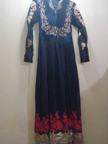 blue long chiffon meksi