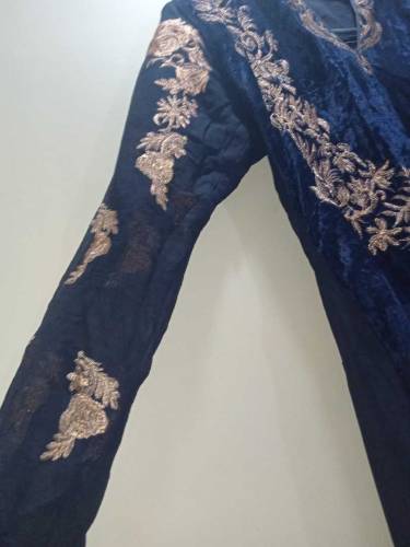 blue long chiffon meksi