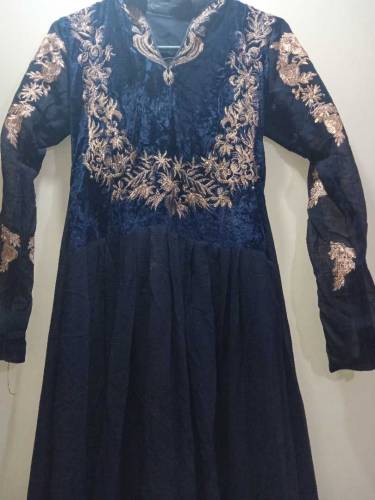 blue long chiffon meksi