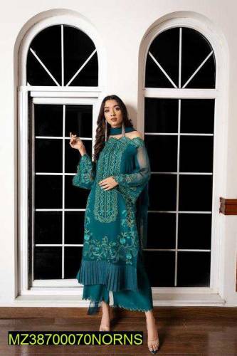 3 pcs Noran's chiffon embroidered suit