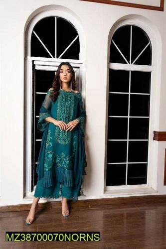 3 pcs Noran's chiffon embroidered suit