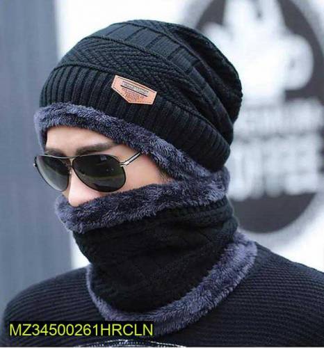 Beanie Wool Cap With Neck Warmar 