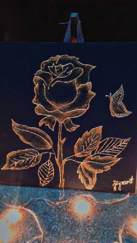 Gold rose acrylic painting