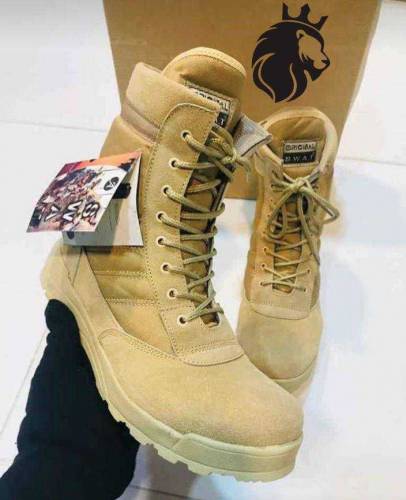 Mens Long Army Boots Beige Swat