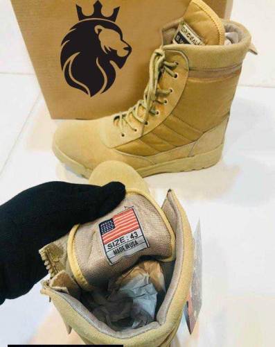 Mens Long Army Boots Beige Swat