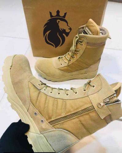 Mens Long Army Boots Beige Swat