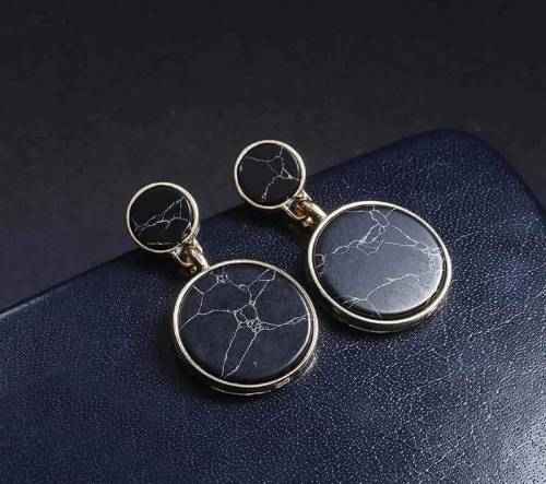 Break Black Round Drop Earrings