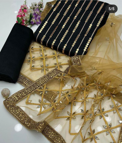 3 pcs women unstitched organza embroidered 