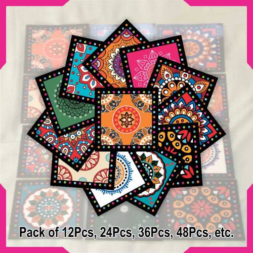 Self-adhesive Colorful Tile Stickers Pack of 12 - 24 - 36 - 48 Pcs.