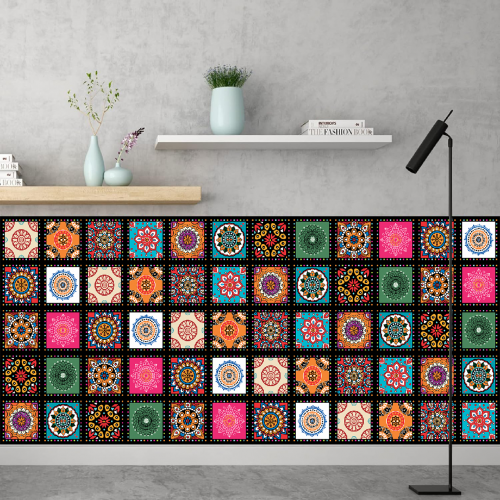 Self-adhesive Colorful Tile Stickers Pack of 12 - 24 - 36 - 48 Pcs.