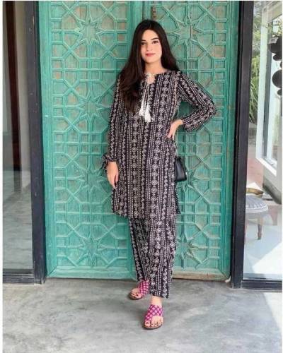 2 PCs women's Stitched Lawn Chunri Printed suit