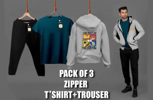Pack of 3 Zipper + T-shirt + Trausar 