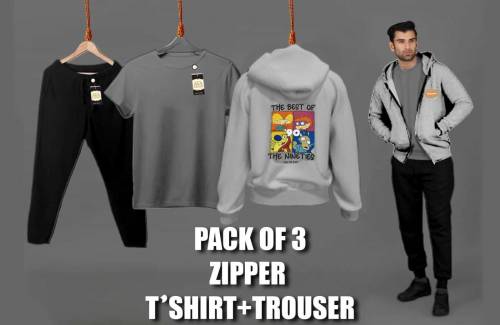 Pack of 3 Zipper + T-shirt + Trausar 