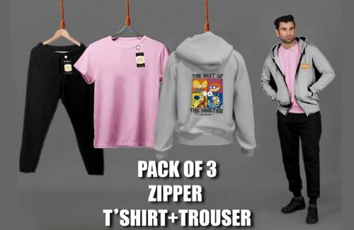 Pack of 3 Zipper + T-shirt + Trausar 