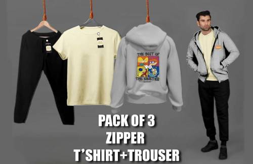 Pack of 3 Zipper + T-shirt + Trausar 