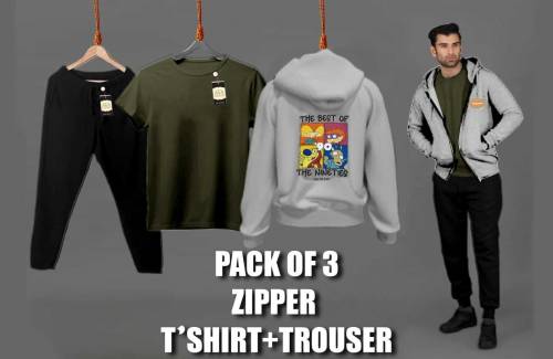 Pack of 3 Zipper + T-shirt + Trausar 