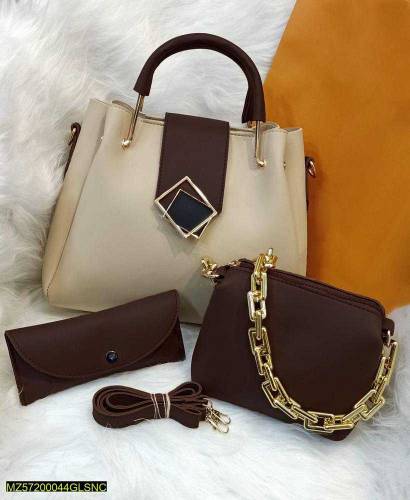 Women's PU Leather Textured Top Handle Shoulder bag , Pack of 3