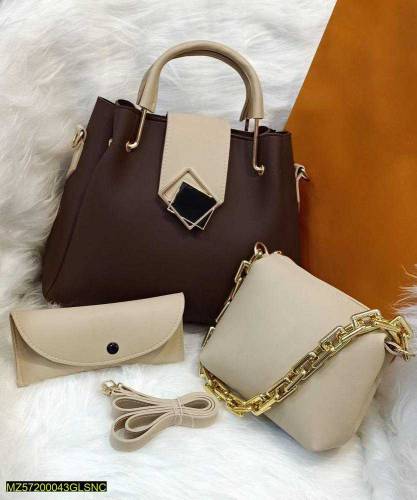 Women's PU Leather Textured Top Handle Shoulder bag , Pack of 3
