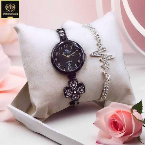 ladies fashion stone jewelry watch with stone jewelry bracelet 