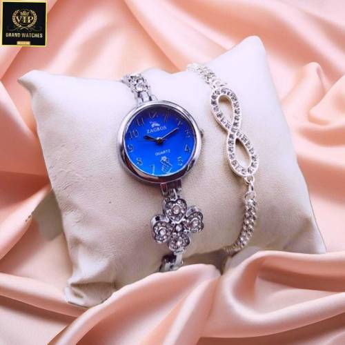 ladies fashion stone jewelry watch with stone jewelry bracelet 