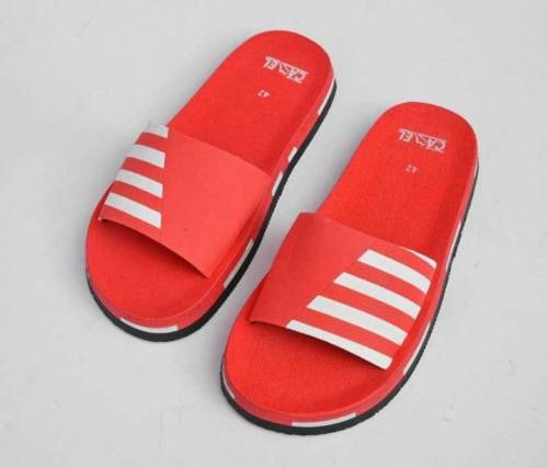 black Camel line style slide shoes red