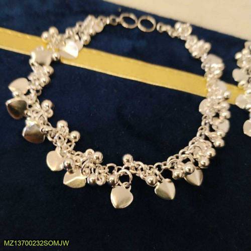 silver heart anklets 