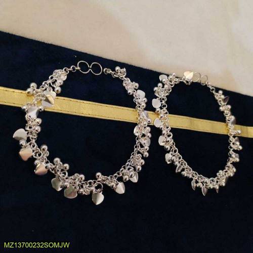 silver heart anklets 