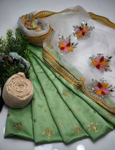 3 pc Unstitched shamoz silk suit