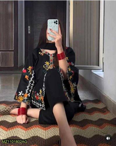 2 Pcs Women's Stitched Khaadi Net Embroidery Suits 