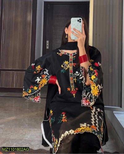 2 Pcs Women's Stitched Khaadi Net Embroidery Suits 