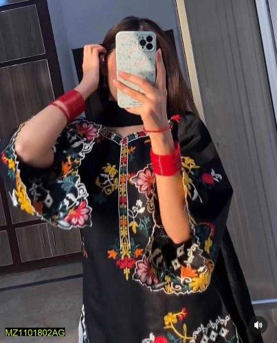 2 Pcs Women's Stitched Khaadi Net Embroidery Suits 