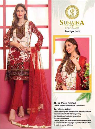 Three piece printed embroidery design suit 