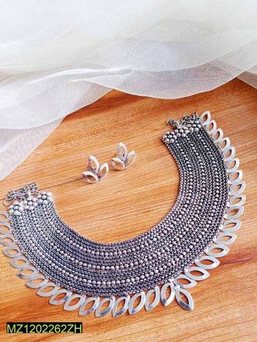 3 pcs elegant antique silver necklace set