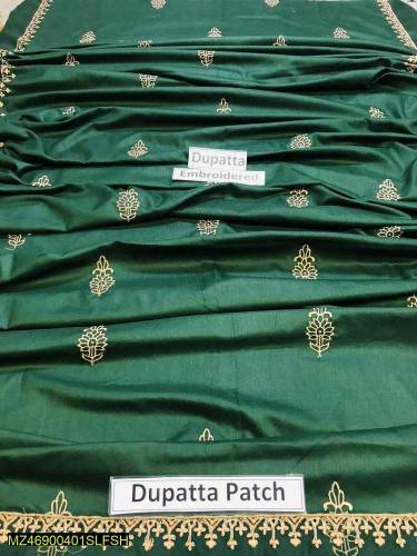 3 pcs women unstitched embroidered dhanak suit