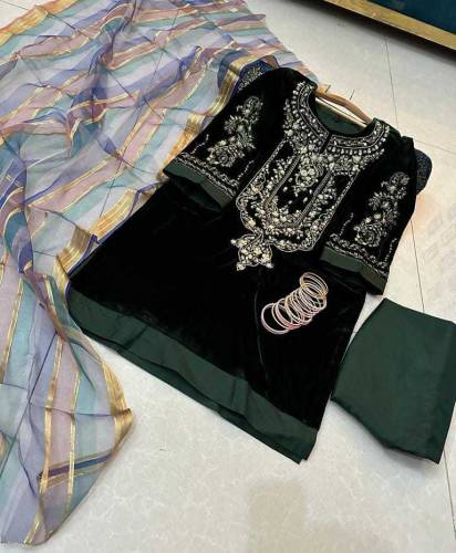 stiched 2 piece and 3 piece embroiderd velvet suit 