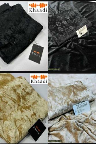 2 PCs women's velvet unstitched printed suit
