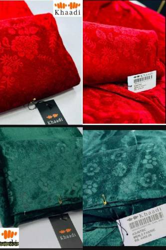 2 PCs women's velvet unstitched printed suit