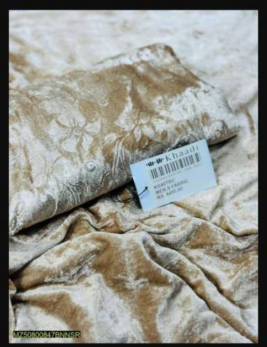 2 PCs women's velvet unstitched printed suit