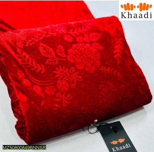2 PCs women's velvet unstitched printed suit